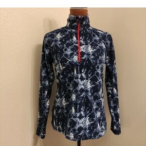 Eddie Bauer Women's Quest Fleece 1/4- Zip- Printed Pullover Indigo Size M